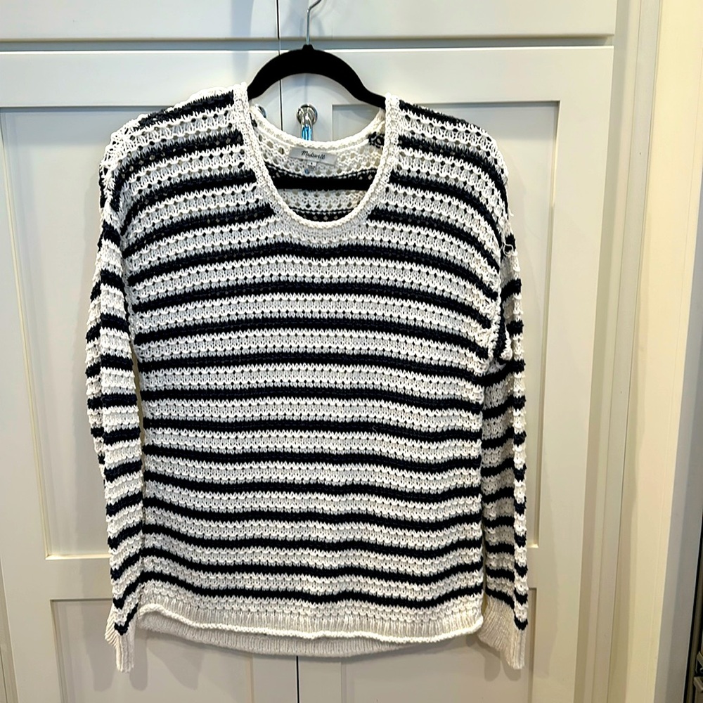 Madewell blue and white striped sweater size small excellent condition!
